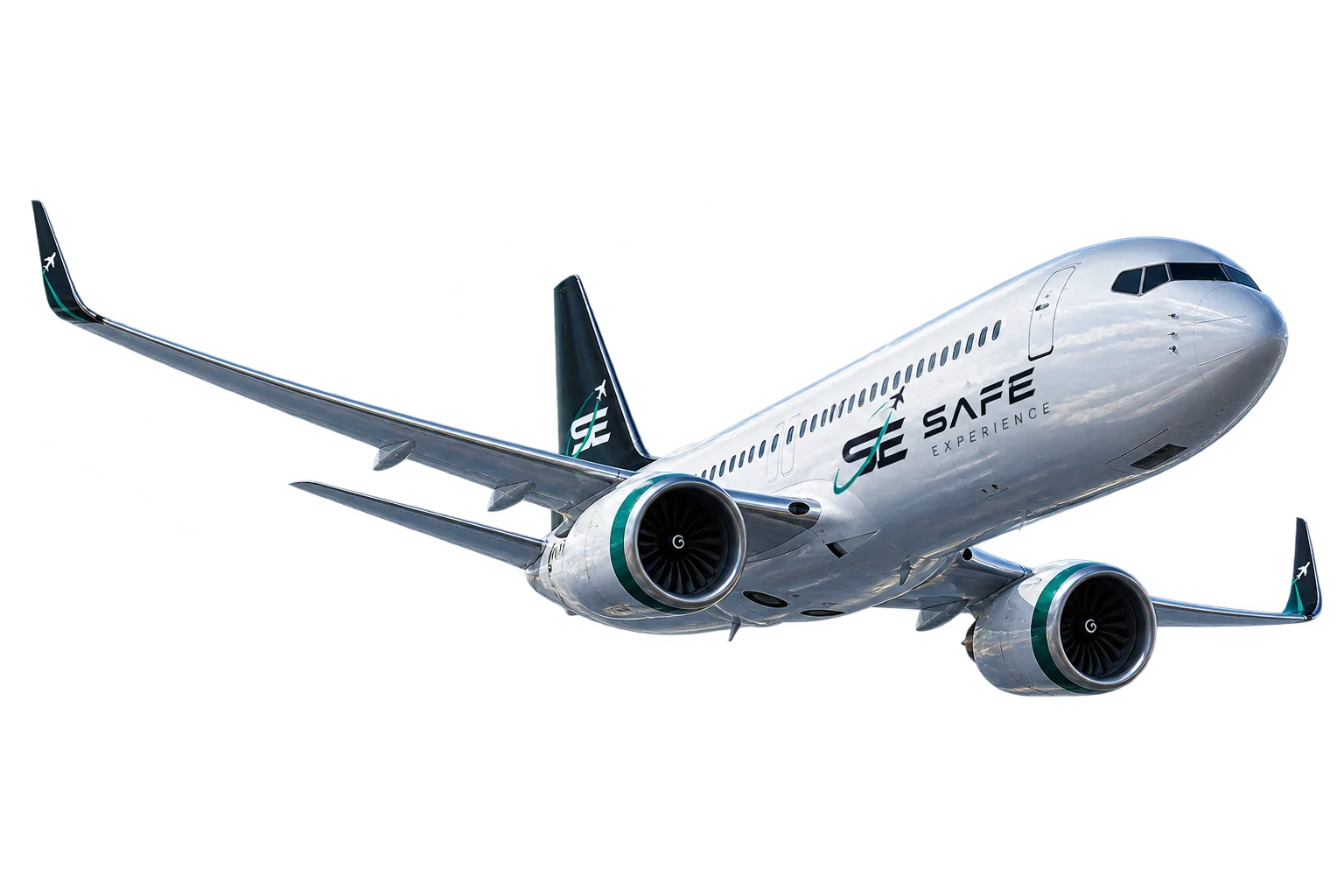 Safe Experience branded airplane in flight